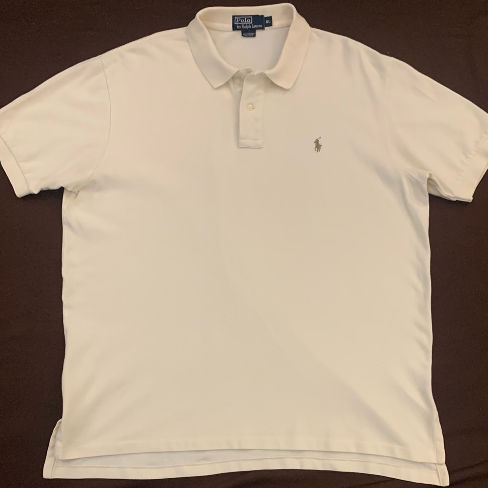 RL POLO SS All Cotton Creamy Tan Two Button Polo - Picture 2 of 6